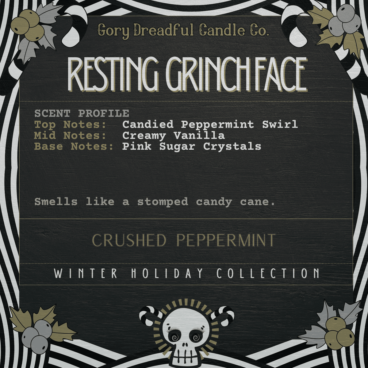 Resting Grinchface Sizzling Room Salt Crystal Potpourri: Crushed Peppermint Scent - Gory Dreadful Candle Co