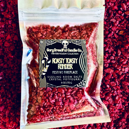 Roasty Toasty Reindeer Sizzling Room Salt Crystal Potpourri: Festive Fireplace Scent - Gory Dreadful Candle Co