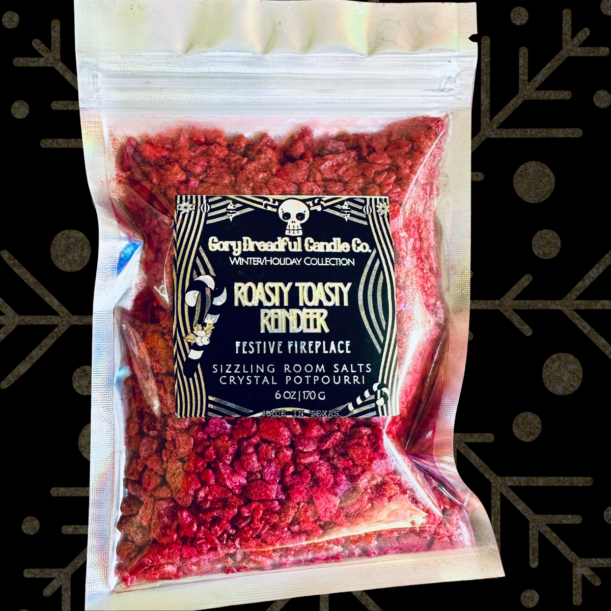 Roasty Toasty Reindeer Sizzling Room Salt Crystal Potpourri: Festive Fireplace Scent - Gory Dreadful Candle Co