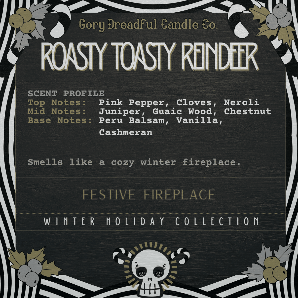 Roasty Toasty Reindeer Sizzling Room Salt Crystal Potpourri: Festive Fireplace Scent - Gory Dreadful Candle Co