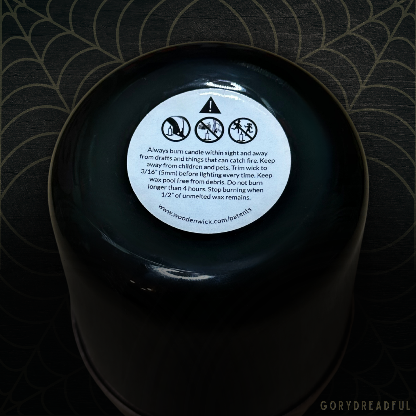 Wooden Wick Candle by Gory Dreadful Candle Co