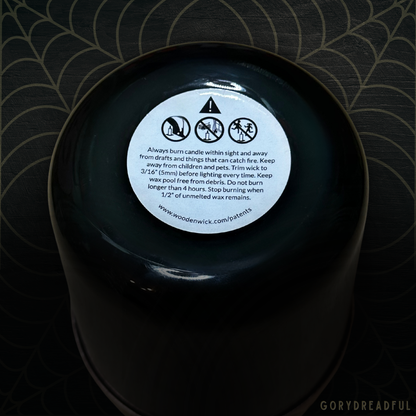 Wooden Wick Candle by Gory Dreadful Candle Co