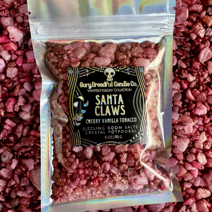 SANTA CLAWS Sizzling Room Salt Crystal Potpourri: Cherry Vanilla Tobacco Scent - Gory Dreadful Candle Co