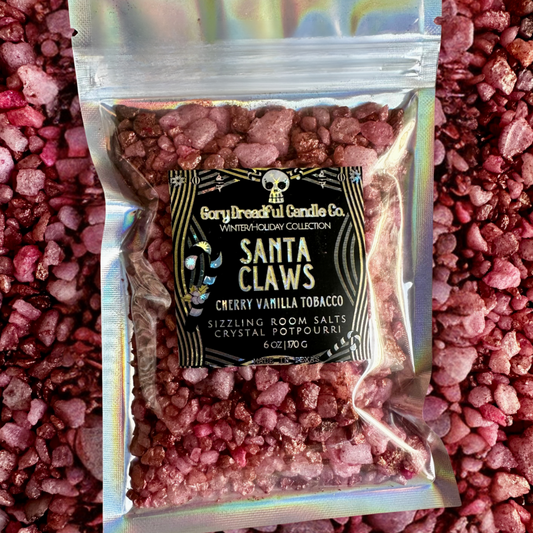 SANTA CLAWS Sizzling Room Salt Crystal Potpourri: Cherry Vanilla Tobacco Scent - Gory Dreadful Candle Co