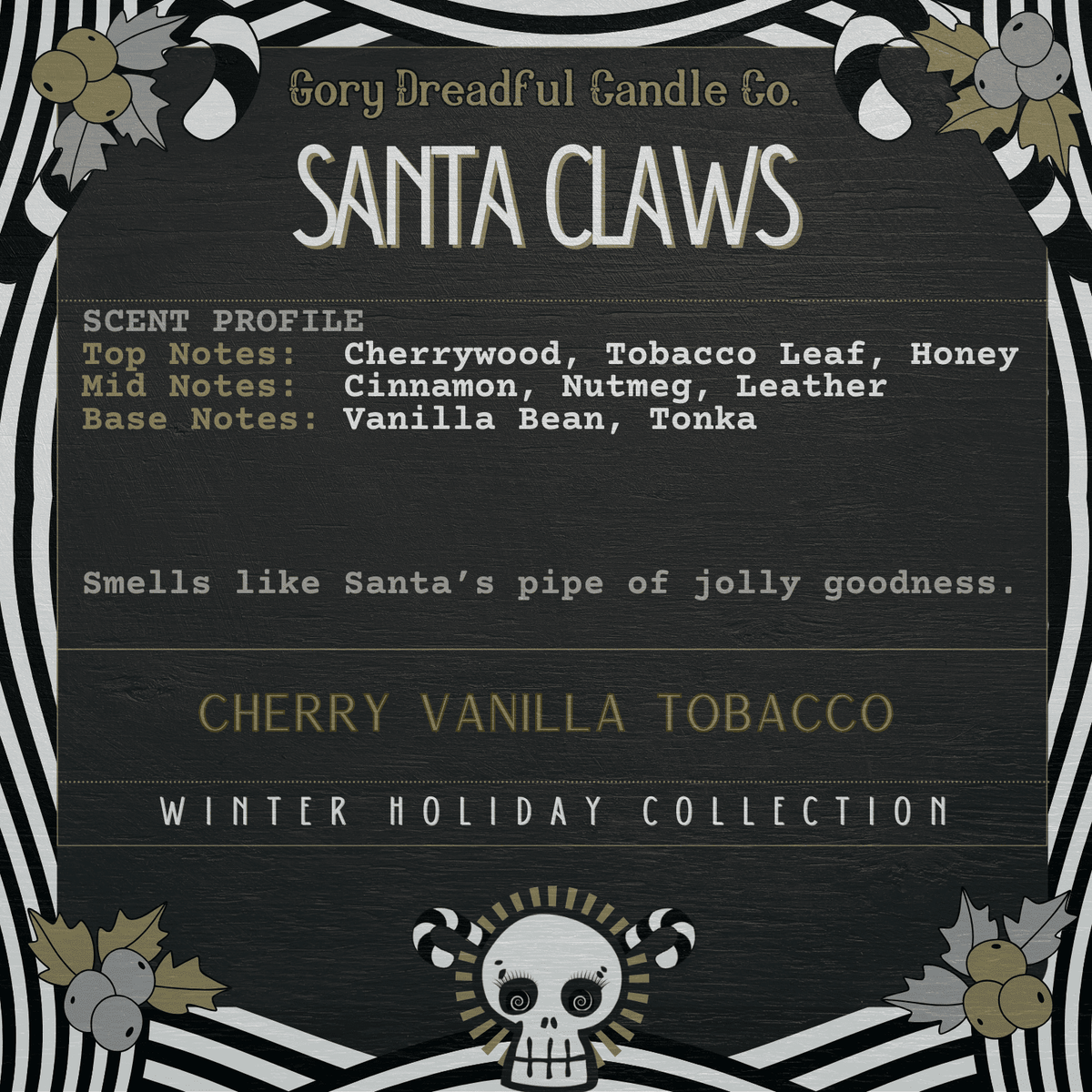 SANTA CLAWS Sizzling Room Salt Crystal Potpourri: Cherry Vanilla Tobacco Scent - Gory Dreadful Candle Co