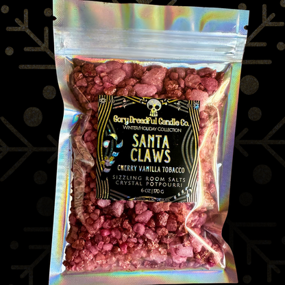 SANTA CLAWS Sizzling Room Salt Crystal Potpourri: Cherry Vanilla Tobacco Scent - Gory Dreadful Candle Co