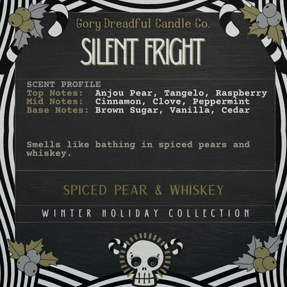 Silent Fright Luxury Crackling Wooden Wick Candle: Spiced Pear & Whiskey Scent