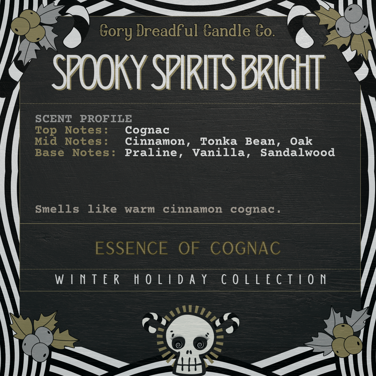 Spooky Spirits Bright Crackling Wooden Wick Candle Tin: Essence of Cognac Scent