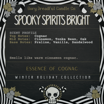 Spooky Spirits Bright Crackling Wooden Wick Candle Tin: Essence of Cognac Scent