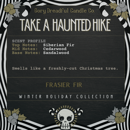 Take a Haunted Hike Luxury Wickless Candle : Frasier Fir Scent: GIlded Rose & Spruce Scent