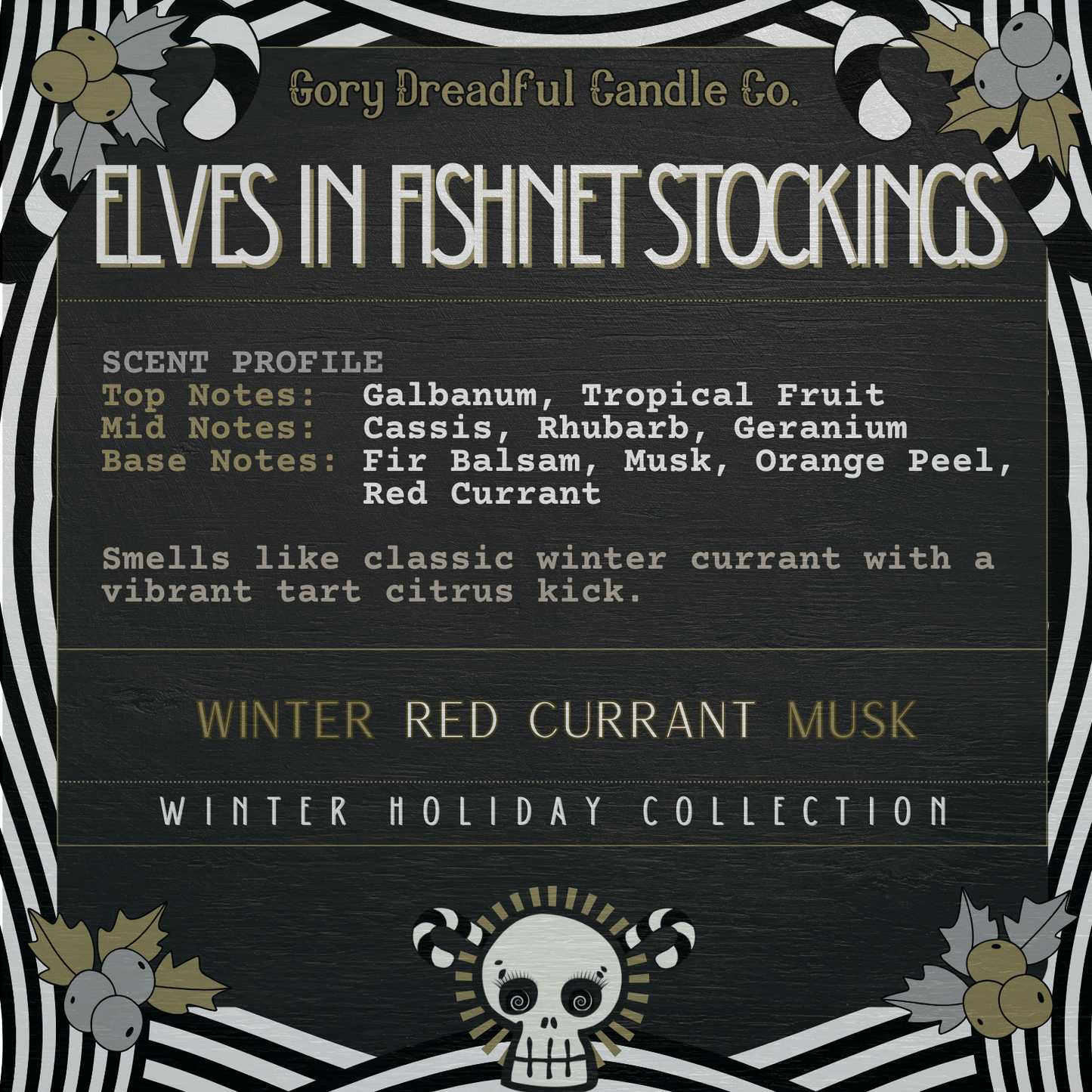 Elves in Fishnet Stockings Luxury Crackling Wooden Wick Candle Tin: Winter Red Currant Musk