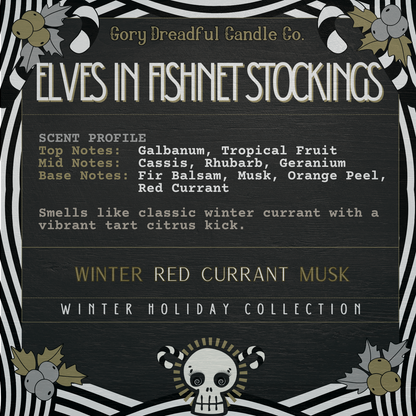 Elves in Fishnet Stockings Luxury Crackling Wooden Wick Candle: Winter Red Currant Musk