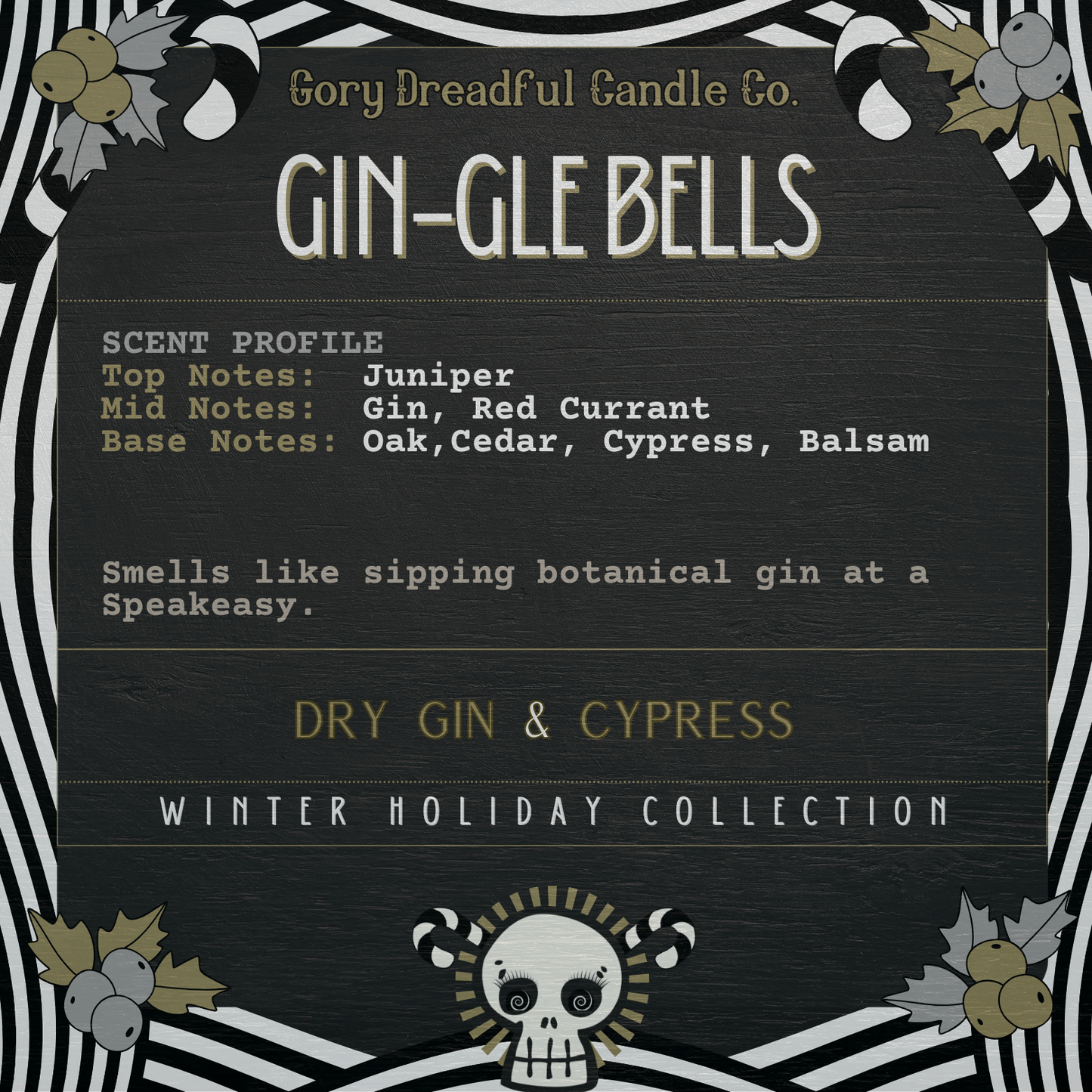 Gin-gle Bells Luxury Crackling Wooden Wick Candle Tin: Dry Gin & Cypress Scent