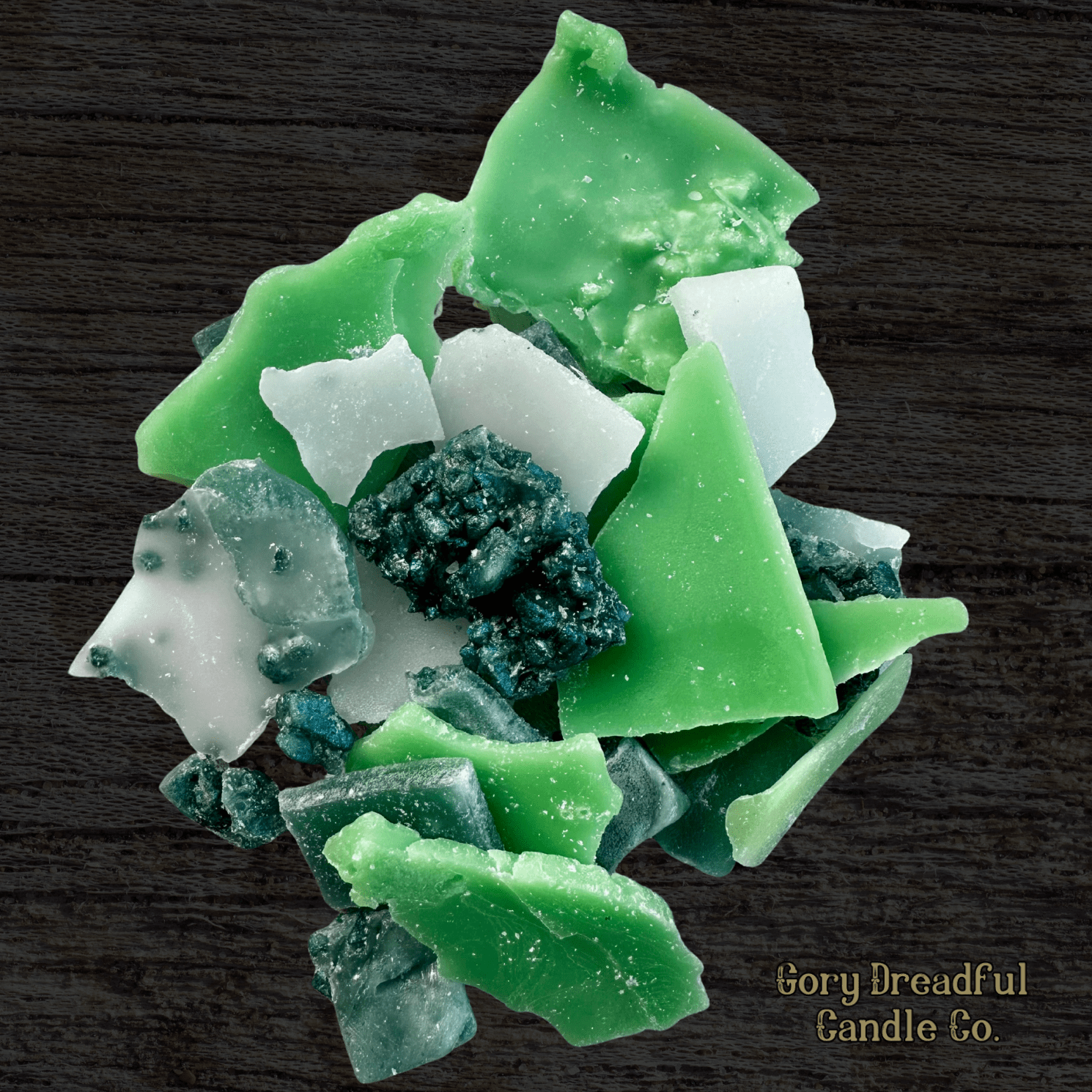 SEA GLASS SPELL Wax Melt Brittle: Kashmir Woods + Helioptrope + Black Pepper Scent - Gory Dreadful Candle Co