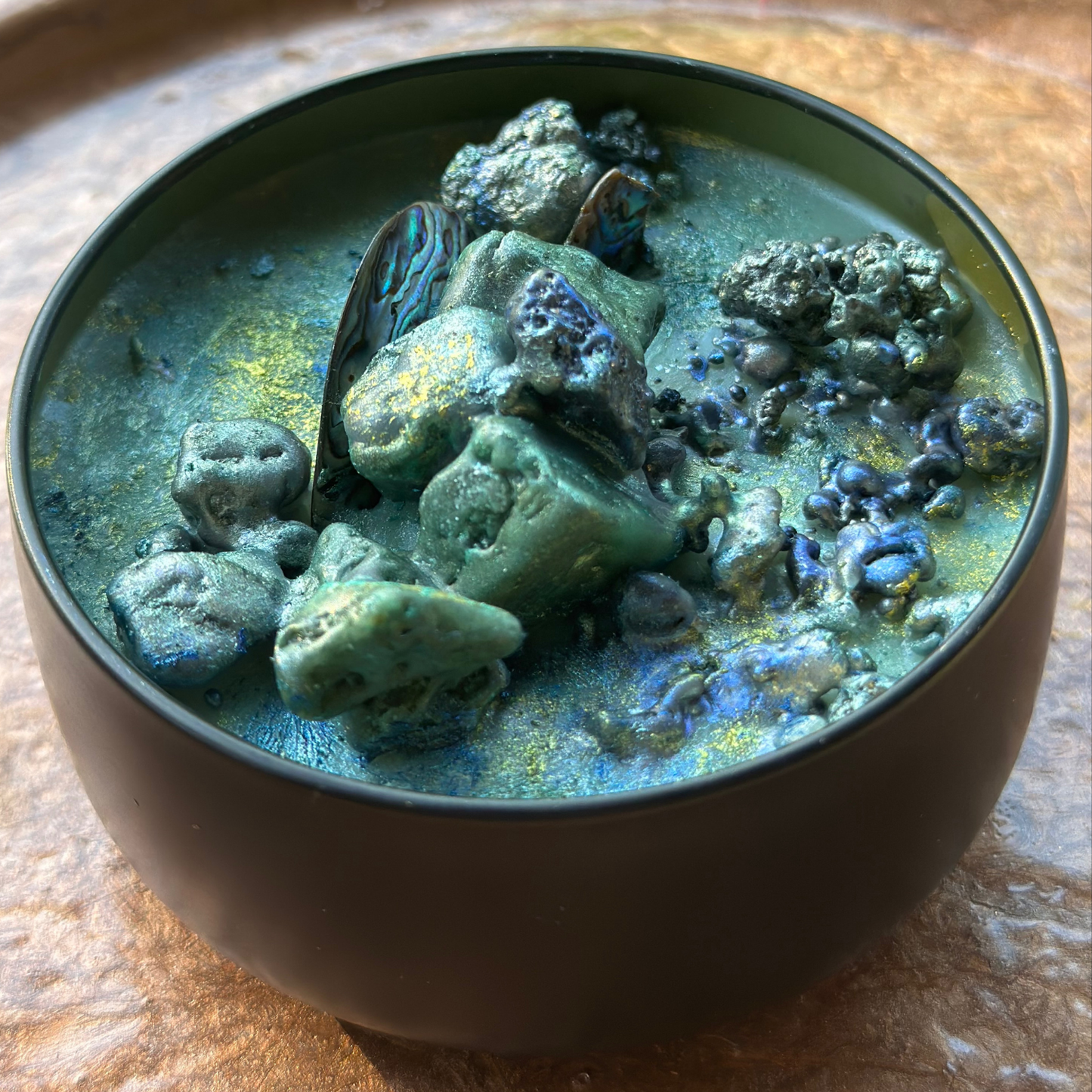 SEA SERPENT'S KISS Luxury Wickless Candle 6.5 oz: Cedar Amber Musk Scent - Gory Dreadful Candle Co