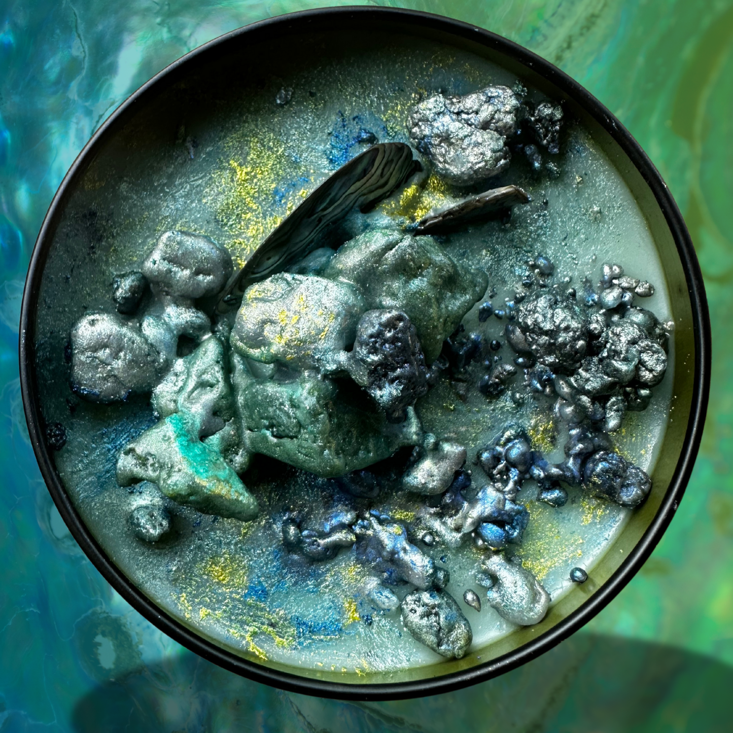 SEA SERPENT'S KISS Luxury Wickless Candle 6.5 oz: Cedar Amber Musk Scent - Gory Dreadful Candle Co