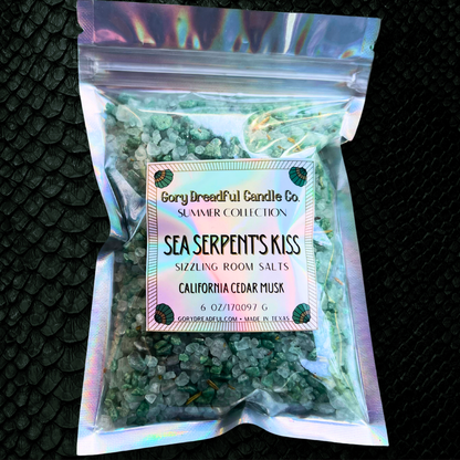 SEA SERPENT'S KISS Sizzling Room Salt Crystal Potpourri: Cedar Amber Musk Scent - Gory Dreadful Candle Co
