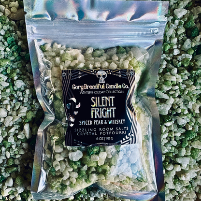SILENT FRIGHT Sizzling Room Salt Crystal Potpourri: Spiced Pear & Whiskey Scent - Gory Dreadful Candle Co