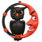 Retro Halloween Paper Mache Sinister Moon & Owl Wall Decor