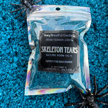 SKELETON TEARS Sizzling Room Salt Crystal Potpourri: Pumpkin Pear Cassia Bourbon Scent - Gory Dreadful Candle Co