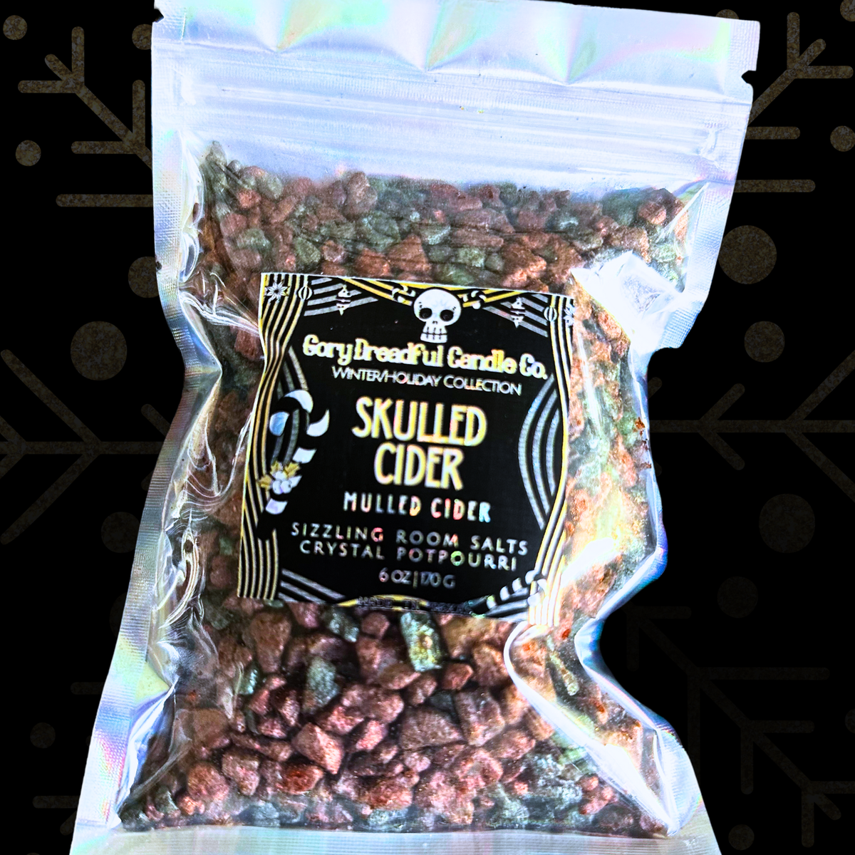 Skulled Cider Sizzling Room Salt Crystal Potpourri: Mulled Cider Scent - Gory Dreadful Candle Co