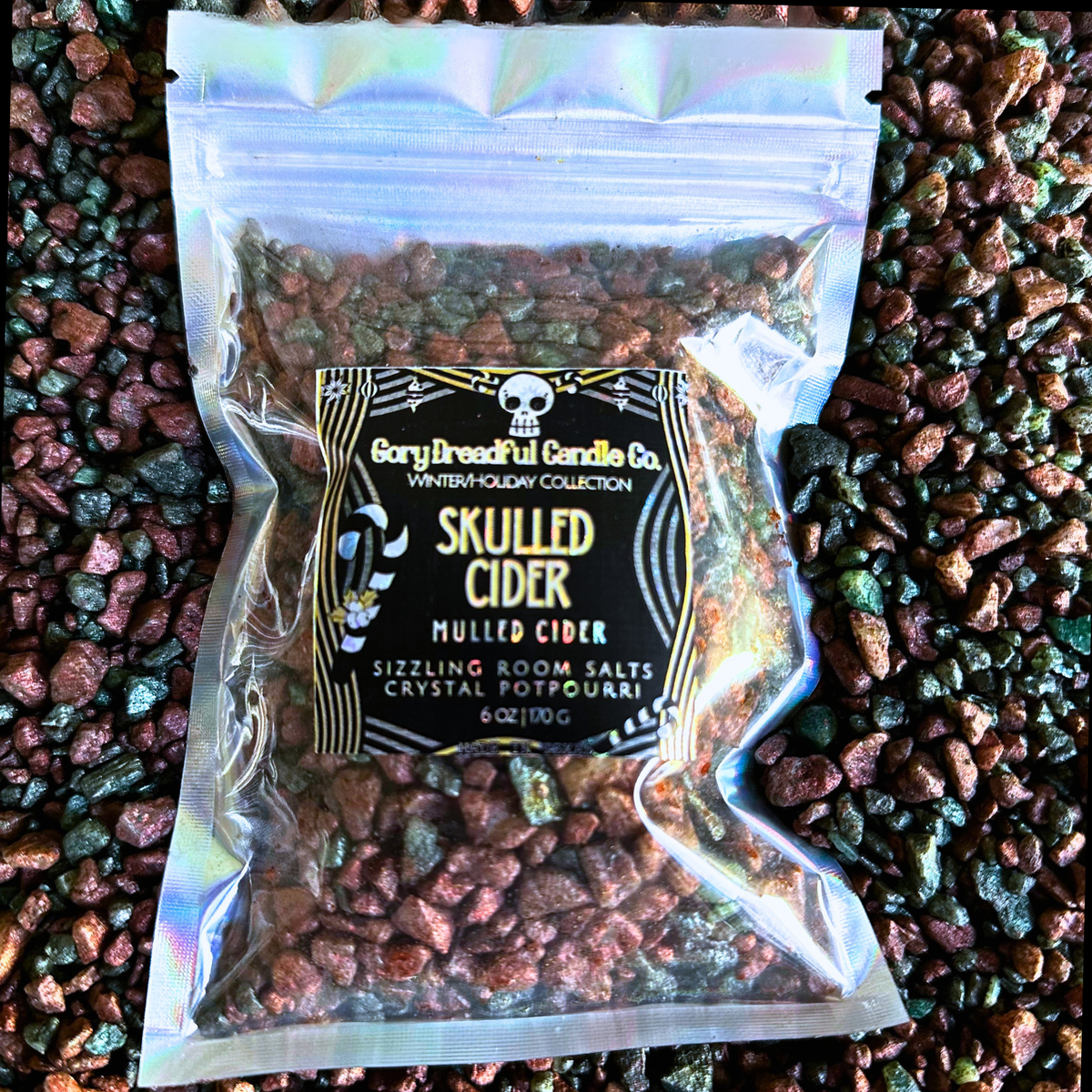 Skulled Cider Sizzling Room Salt Crystal Potpourri: Mulled Cider Scent - Gory Dreadful Candle Co
