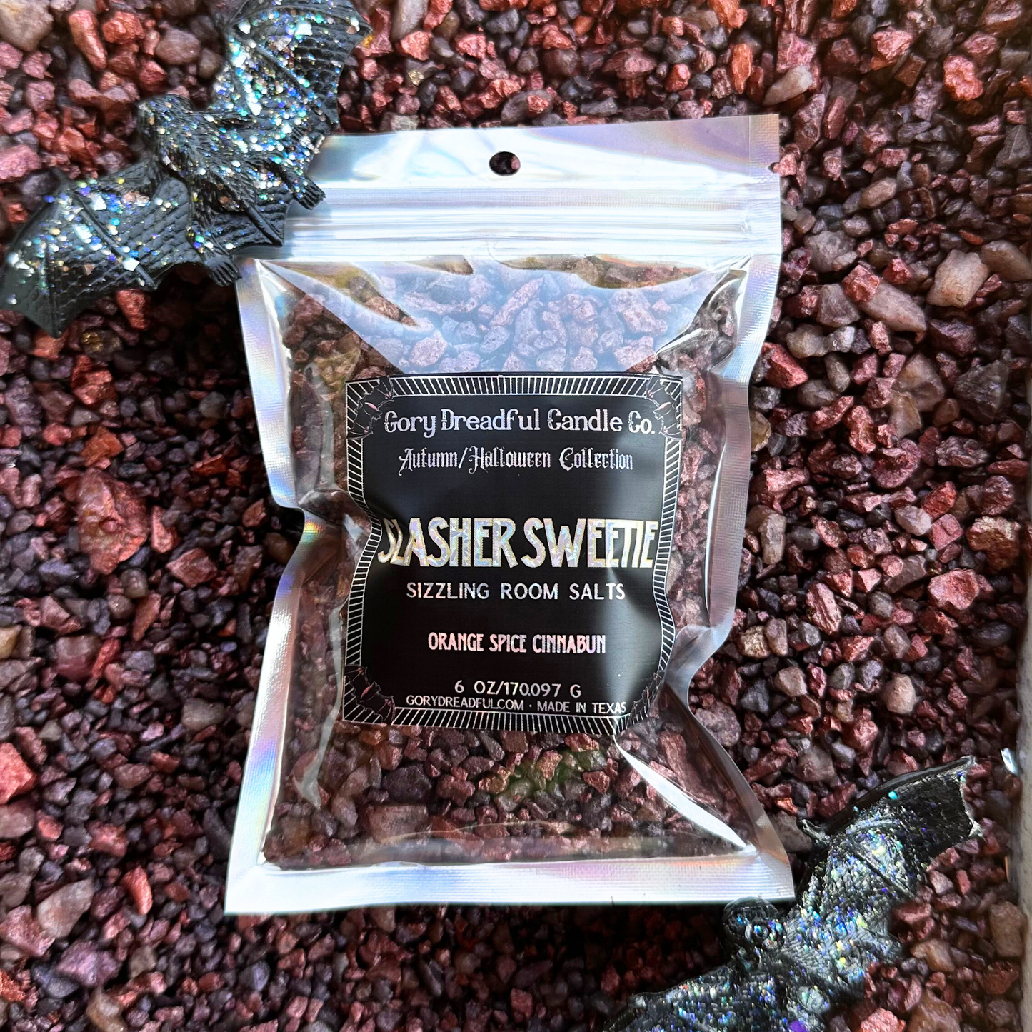 Slasher Sweetie Sizzling Room Salt Crystal Potpourri: Orange Spice Cinnabun Scent - Gory Dreadful Candle Co