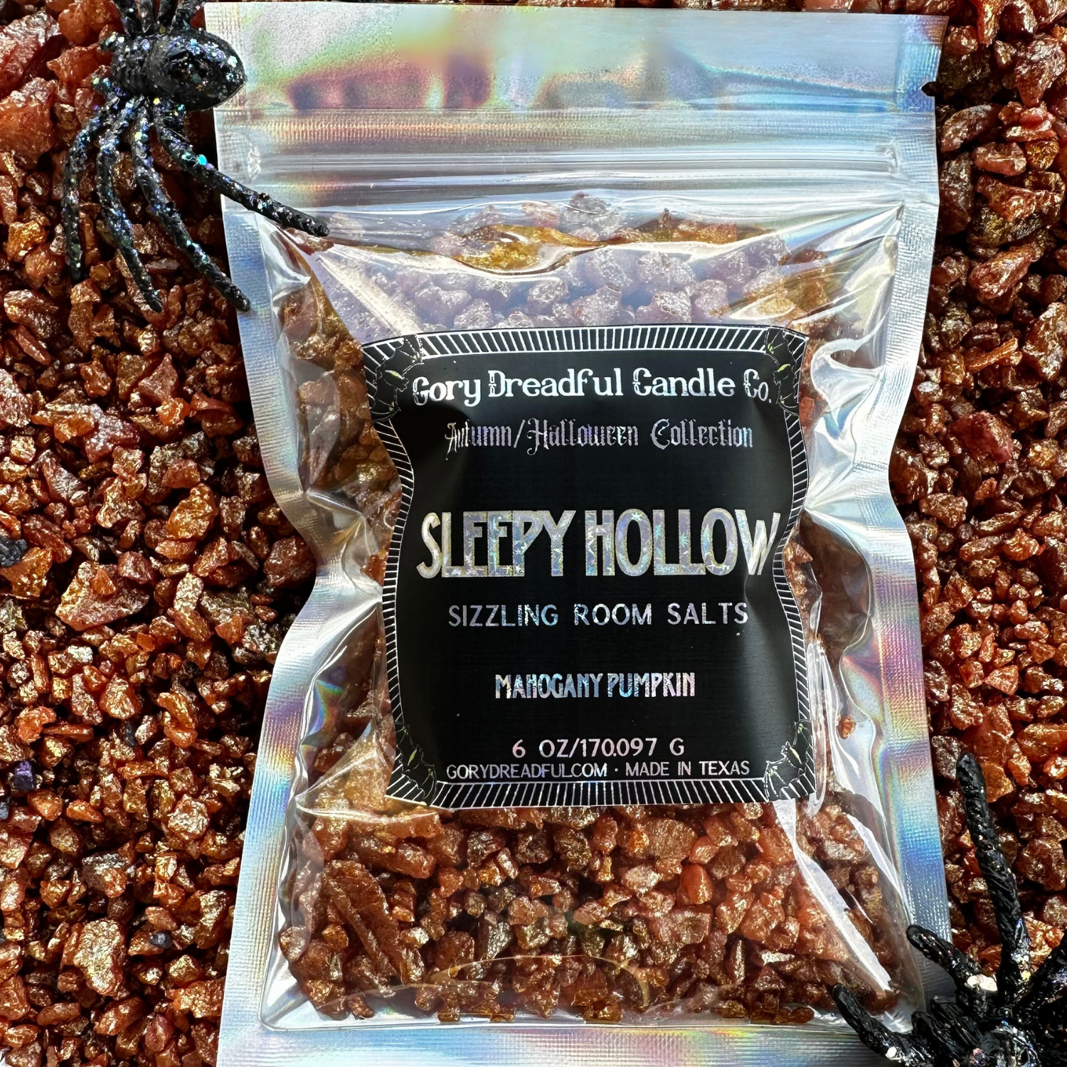 Sleepy Hollow Sizzling Room Salt Crystal Potpourri: Mahogany Pumpkin Scent - Gory Dreadful Candle Co
