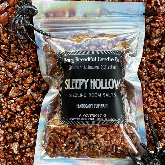 Sleepy Hollow Sizzling Room Salt Crystal Potpourri: Mahogany Pumpkin Scent - Gory Dreadful Candle Co
