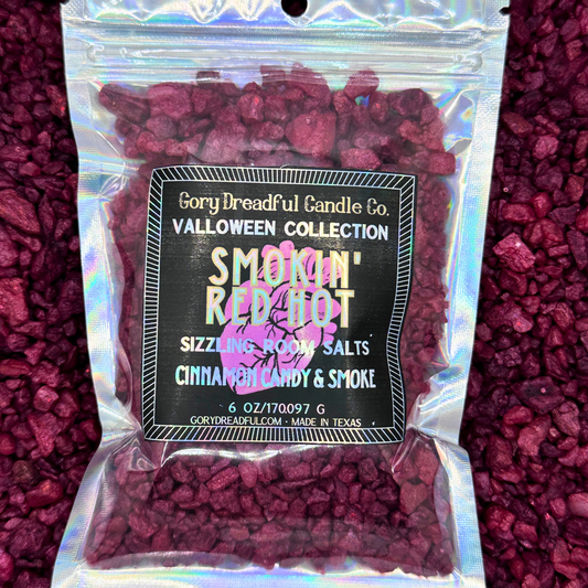 SMOKIN' RED HOT Sizzling Room Salt Crystal Potpourri: Cinnamon Candy & Smoke Scent - Gory Dreadful Candle Co