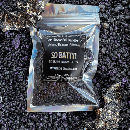 So Batty! Sizzling Room Salt Crystal Potpourri: Amyris Resin Black Licorice Scent - Gory Dreadful Candle Co