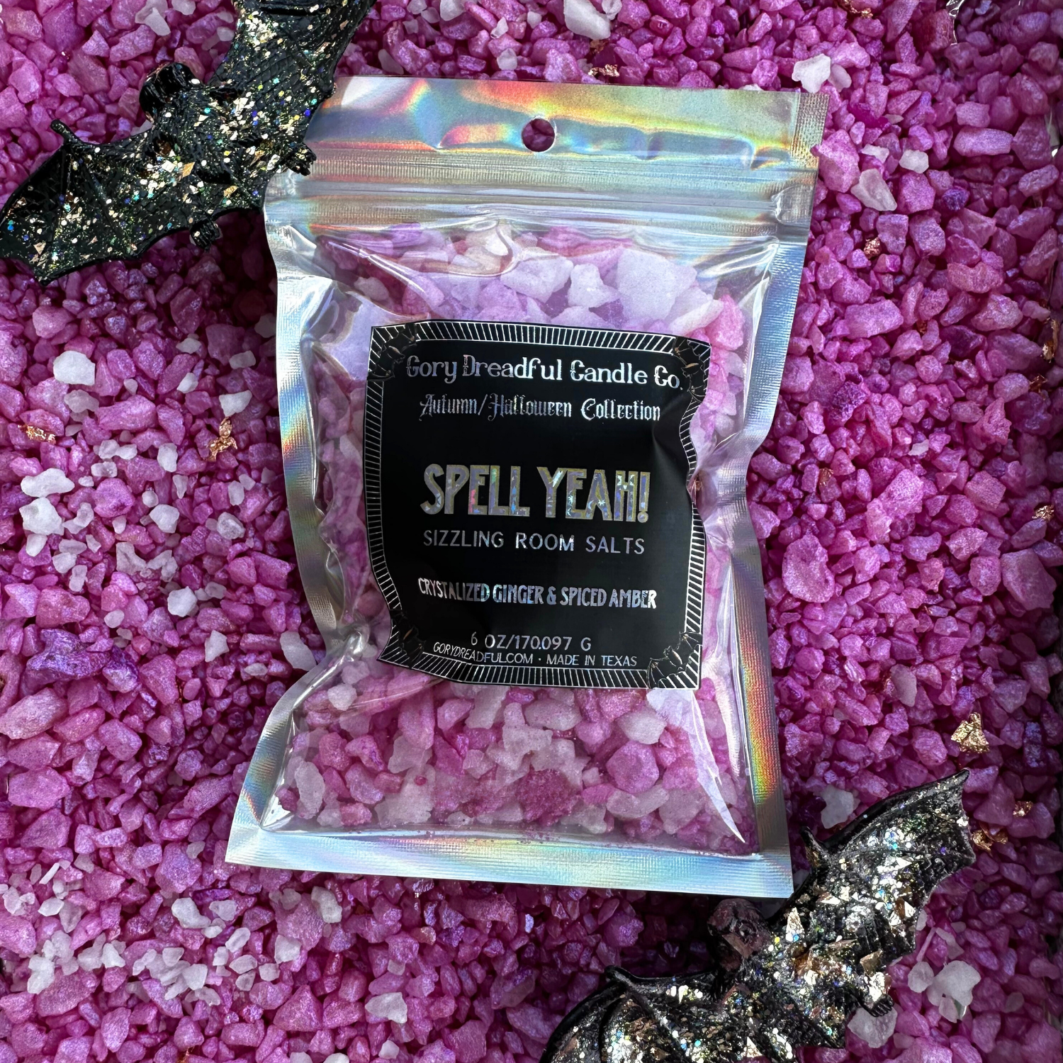 SPELL YEAH! Sizzling Room Salt Crystal Potpourri: Crystallized Ginger & Spiced Amber Scent - Gory Dreadful Candle Co
