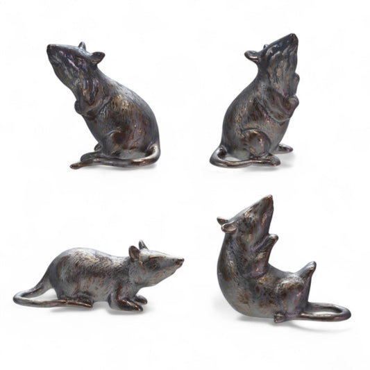 Metallic Glaze Ceramic Rat Figurine | 4 Styles