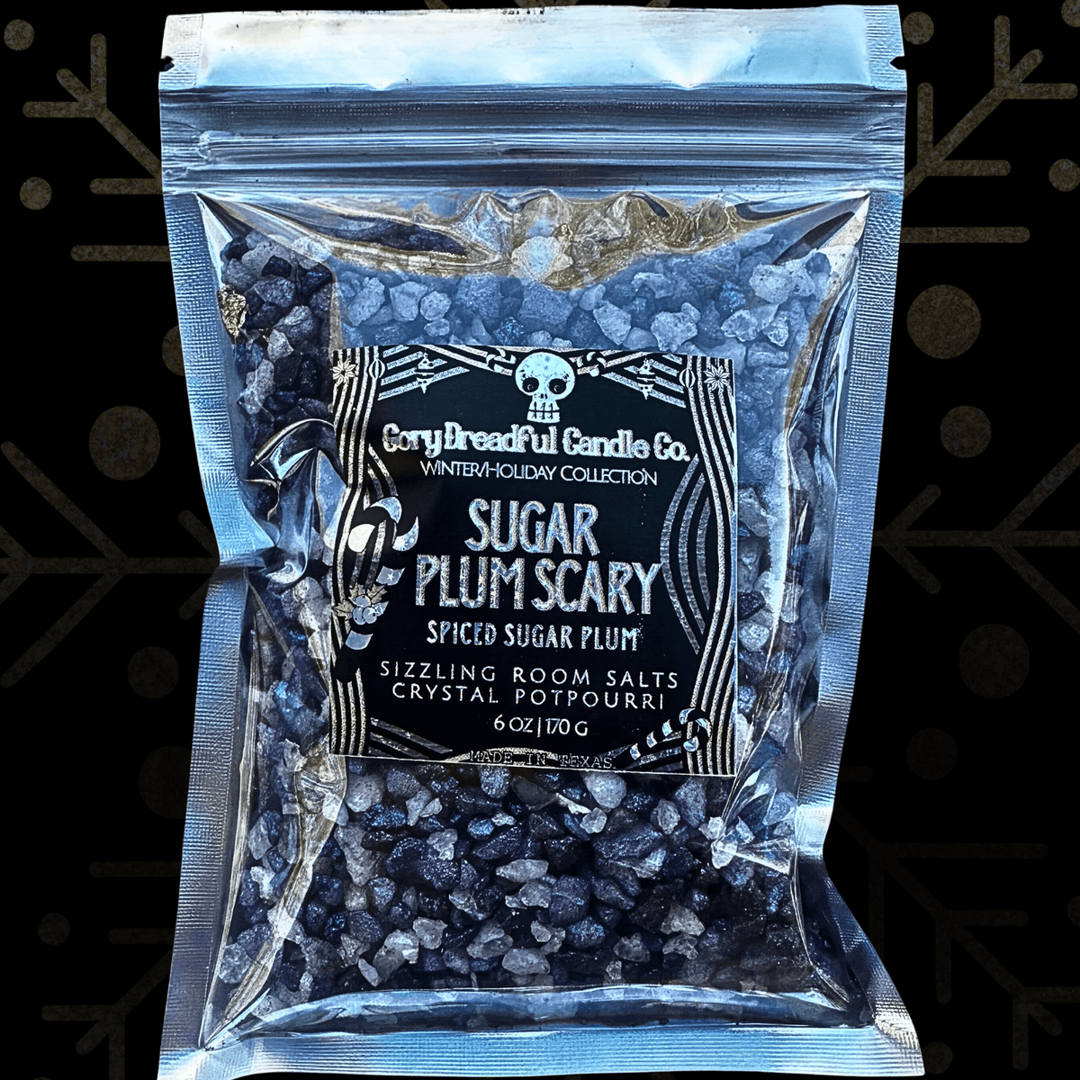 Sugar Plum Scary Sizzling Room Salt Crystal Potpourri: Spiced Sugar Plum Scent - Gory Dreadful Candle Co