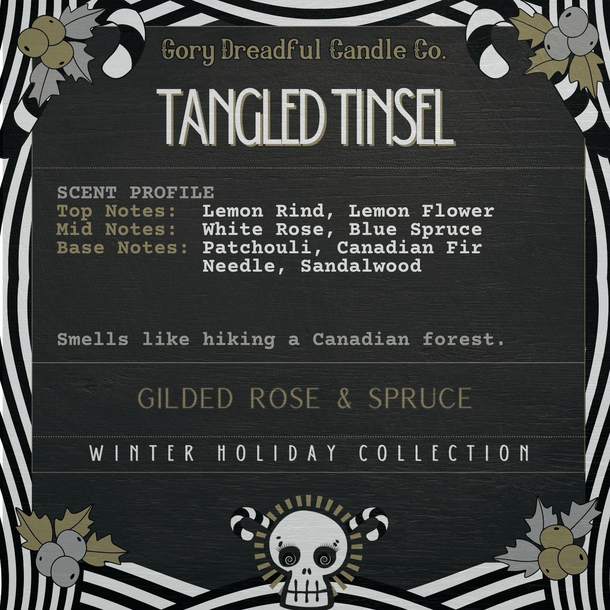 Tangled Tinsel Sizzling Room Salt Crystal Potpourri: GIlded Rose & Spruce Scent - Gory Dreadful Candle Co
