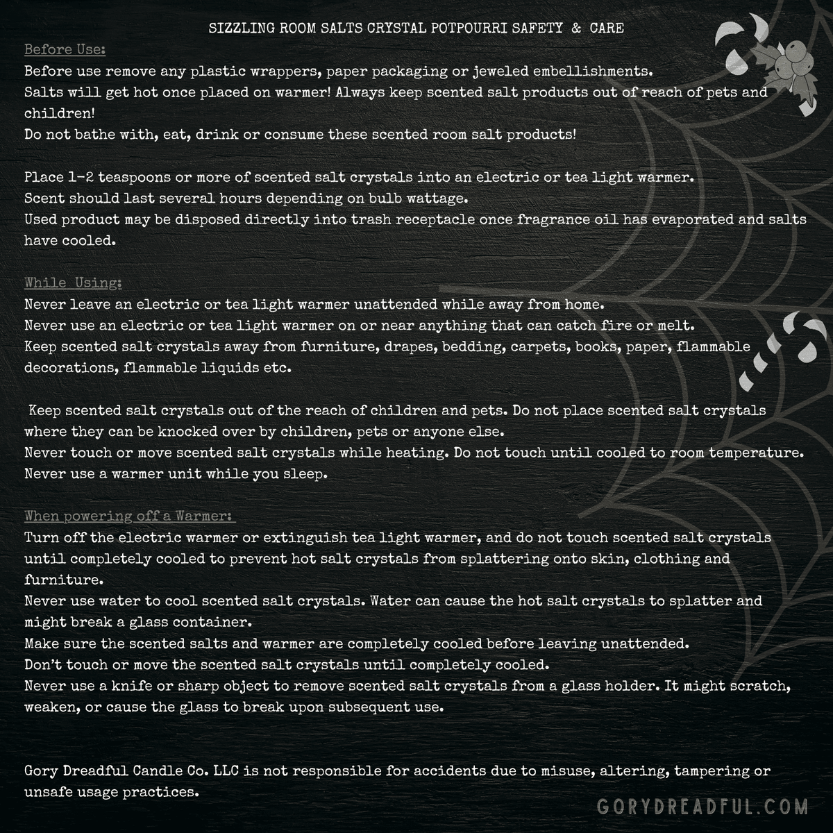 Tangled Tinsel Sizzling Room Salt Crystal Potpourri: GIlded Rose & Spruce Scent - Gory Dreadful Candle Co