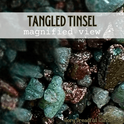 Tangled Tinsel Sizzling Room Salt Crystal Potpourri: GIlded Rose & Spruce Scent - Gory Dreadful Candle Co