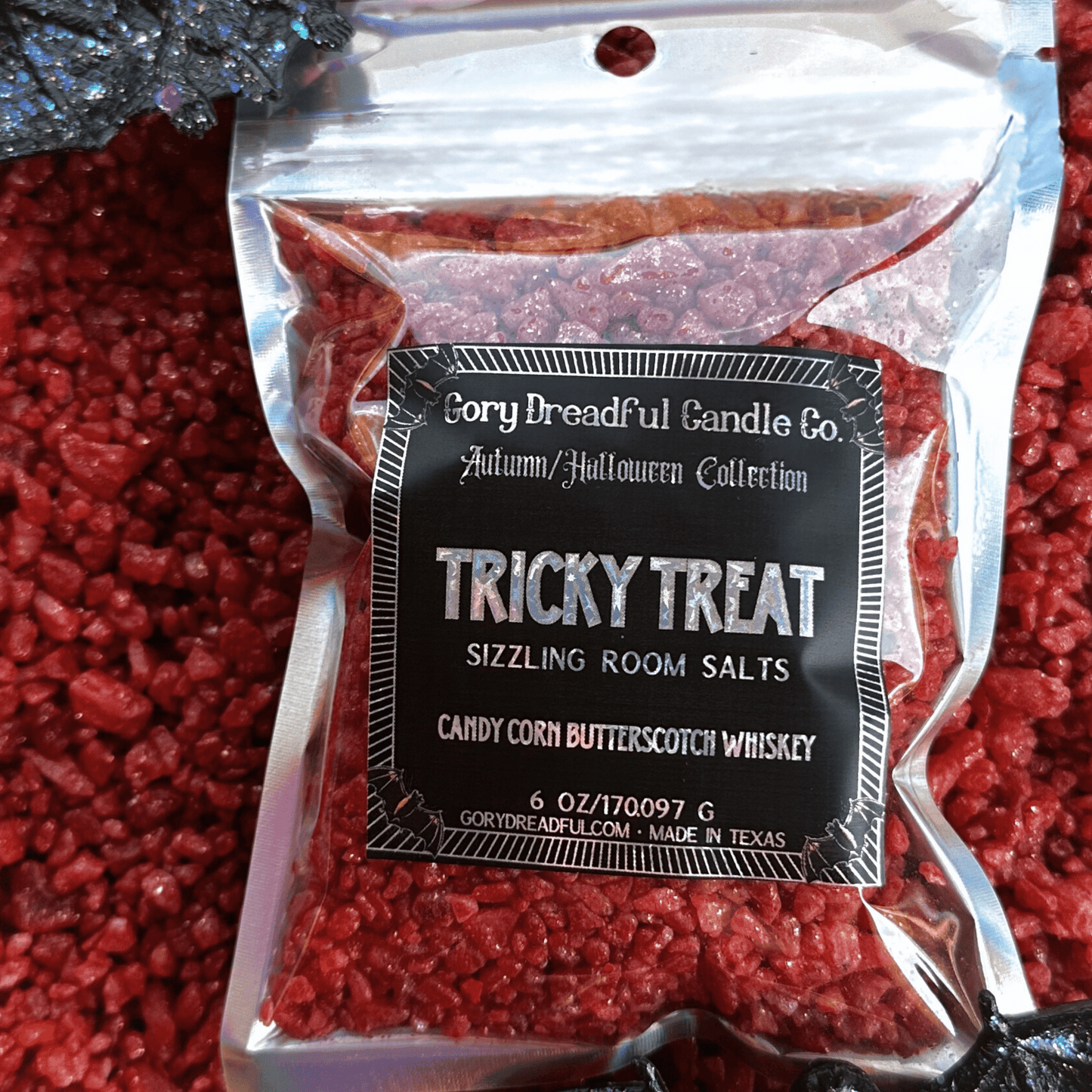 TRICKY TREAT Sizzling Room Salt Crystal Potpourri: Candy Corn Butterscotch Whiskey Scent - Gory Dreadful Candle Co