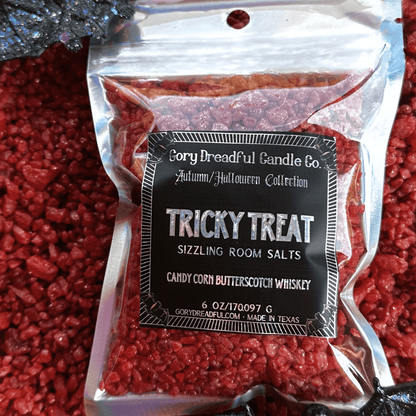 TRICKY TREAT Sizzling Room Salt Crystal Potpourri: Candy Corn Butterscotch Whiskey Scent - Gory Dreadful Candle Co