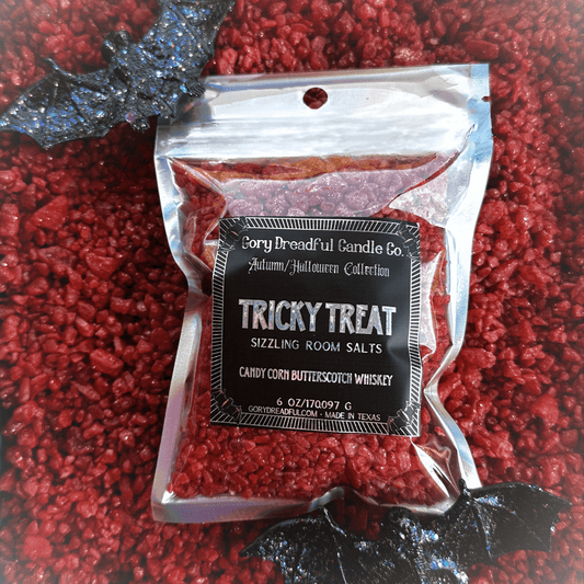 TRICKY TREAT Sizzling Room Salt Crystal Potpourri: Candy Corn Butterscotch Whiskey Scent - Gory Dreadful Candle Co