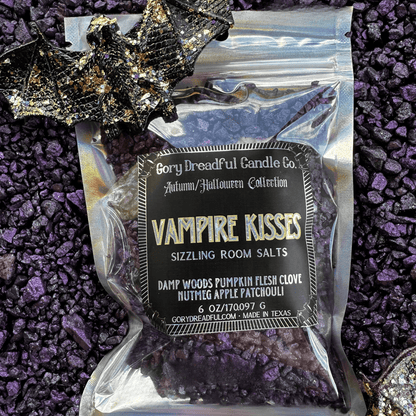 VAMPIRE KISSES Sizzling Room Salt Crystal Potpourri: Damp Woods Pumpkin Flesh Clove Nutmeg Apple Patchouli Scent - Gory Dreadful Candle Co