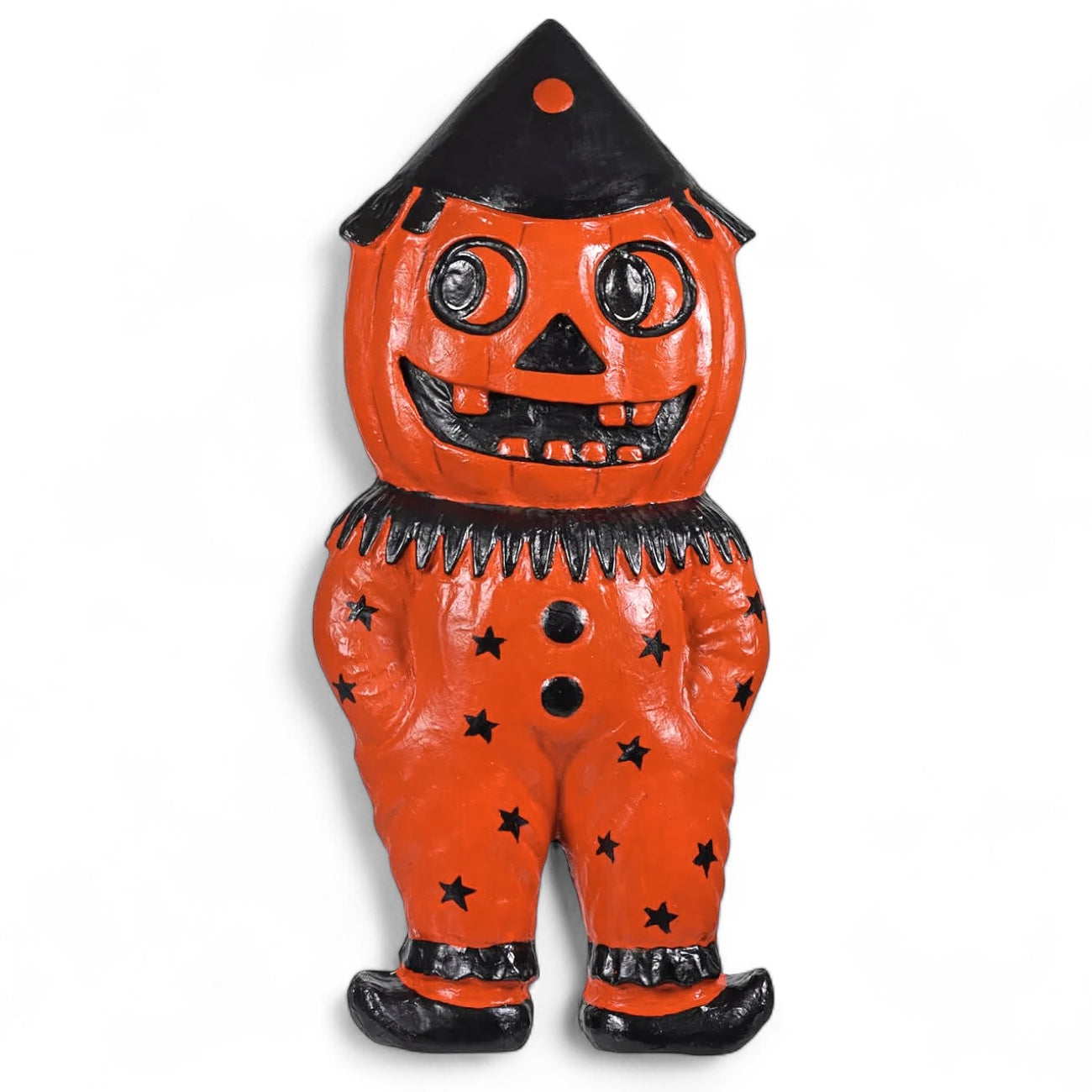 Retro Halloween Paper Mache Orange Pumpkin Boy Wall Décor
