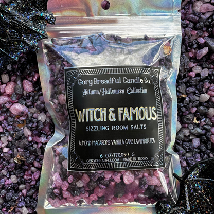WITCH & FAMOUS Sizzling Room Salt Crystal Potpourri: Almond Macarons Vanilla Cake Lavender Tea Scent - Gory Dreadful Candle Co
