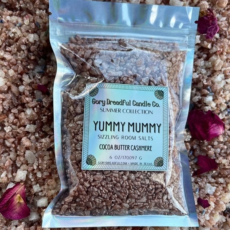 YUMMY MUMMY Sizzling Room Salt Crystal Potpourri: Cocoa Butter Cashmere Scent - Gory Dreadful Candle Co