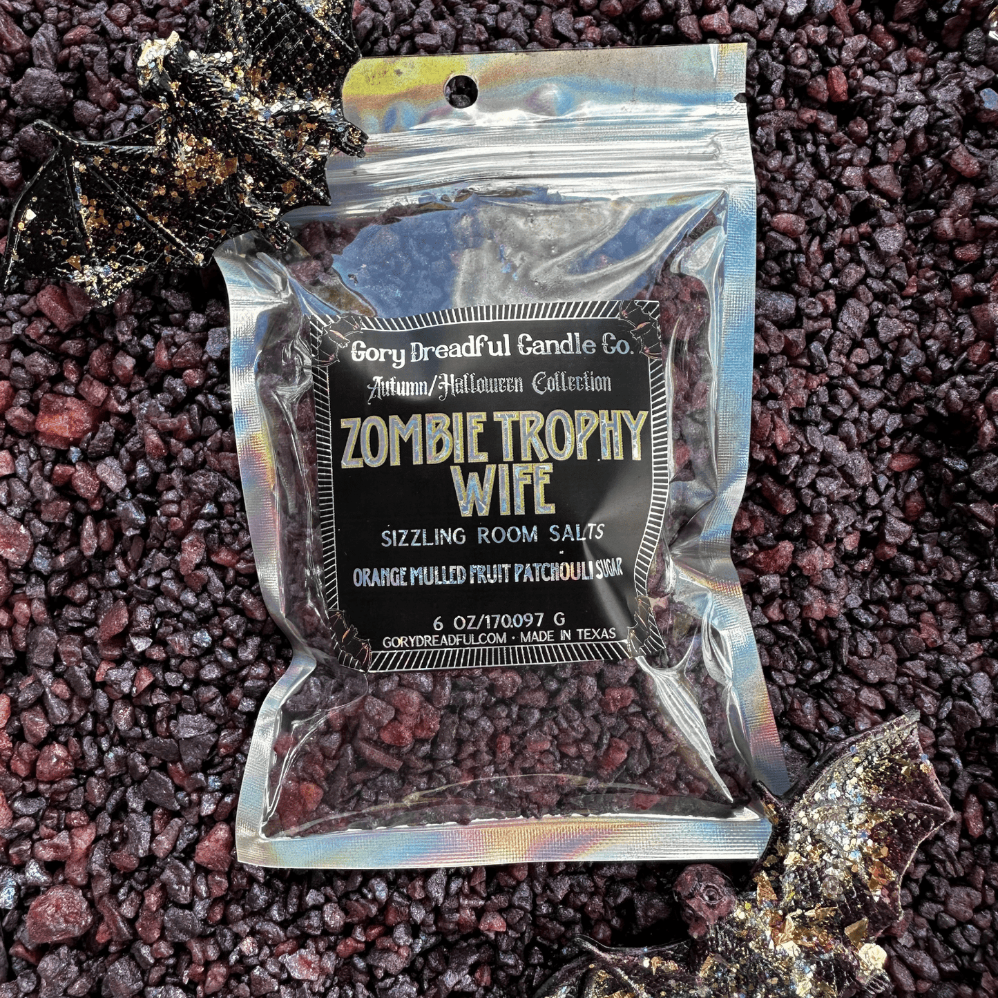 ZOMBIE TROPHY WIFE Sizzling Room Salt Crystal Potpourri: Orange Mulled Fruit Patchouli Sugar Scent - Gory Dreadful Candle Co