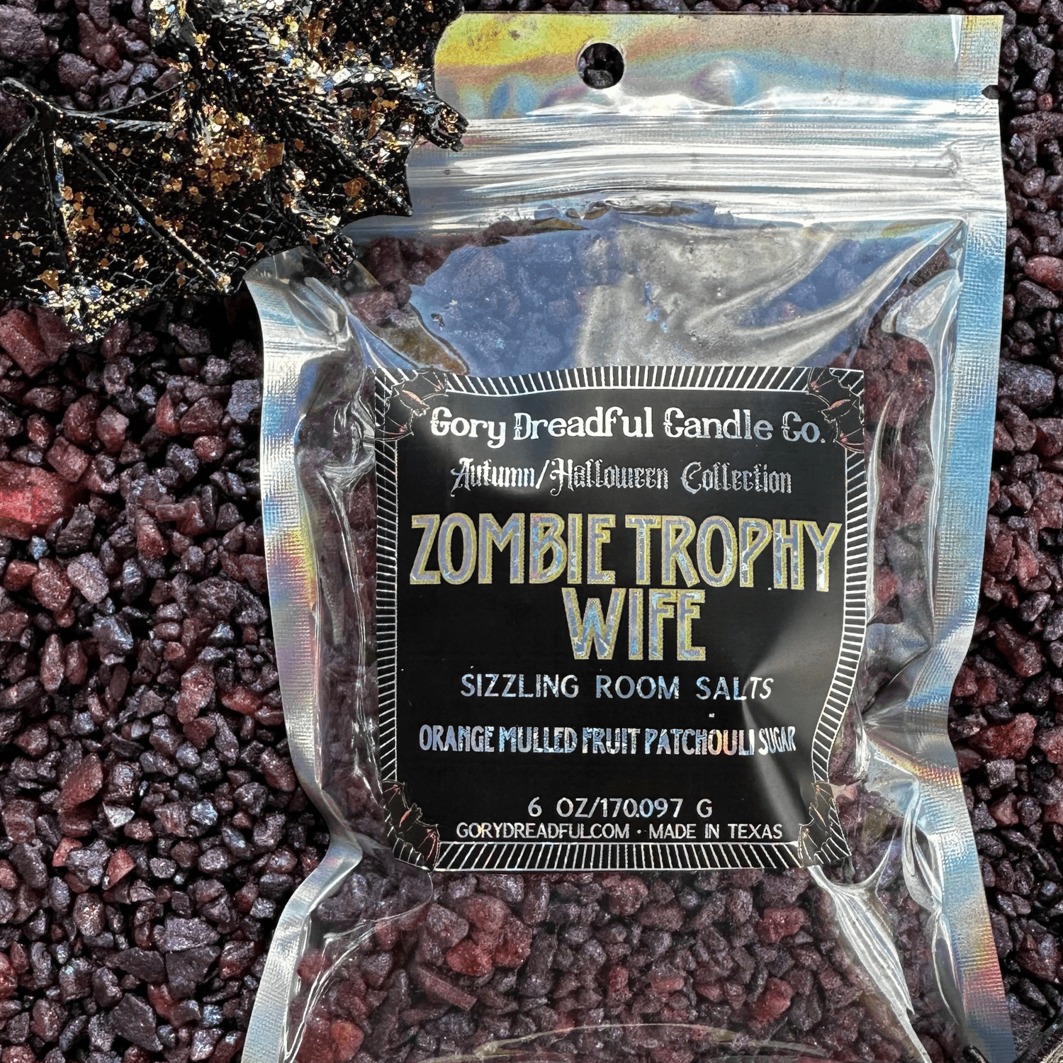 ZOMBIE TROPHY WIFE Sizzling Room Salt Crystal Potpourri: Orange Mulled Fruit Patchouli Sugar Scent - Gory Dreadful Candle Co